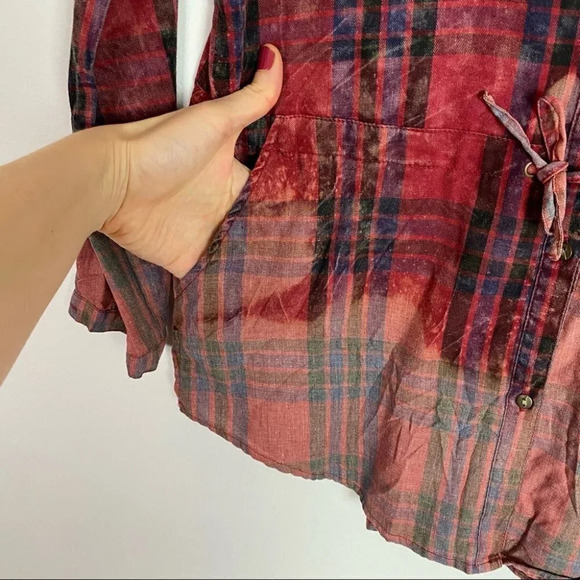 Handmade Light Weight Plaid Custom Tunic Button Down Shirt Red XS Womens Flannel - Picture 8 of 13